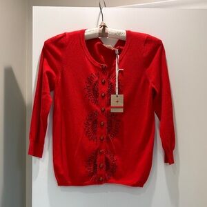 NWT Anthropologie HWR French Knot Red Fitted Cardigan | Small